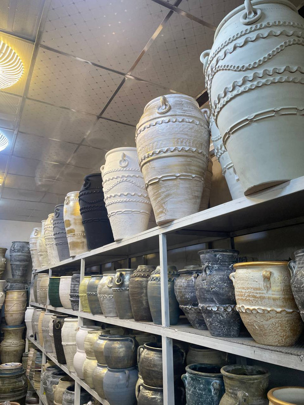 گلدان پتینه طلایی براق ۷۰سانتی