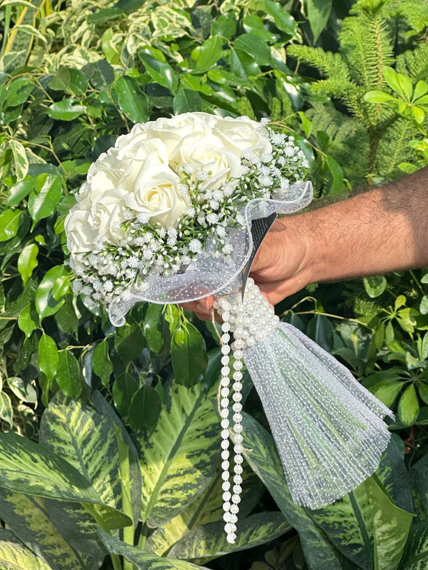 دسته گل عروس رز مصنوعی صابونی ۱۸شاخه نباتی