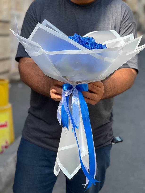 دسته گل رز شاین ۳۰ شاخه آبی (مصنوعی)