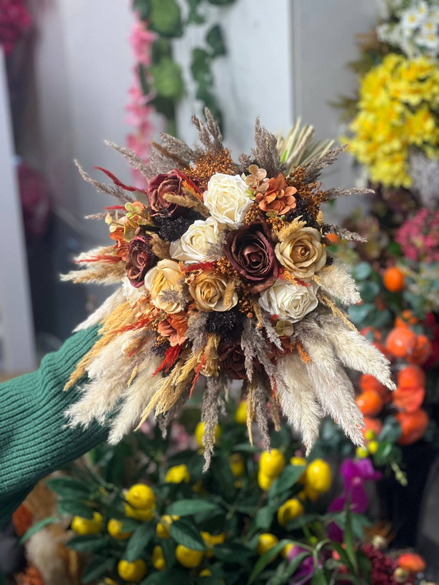دسته گل خشک و رز فرمالیته وارداتی