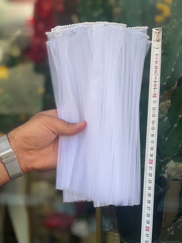 تور دسته گل مدل ساده لبه مروارید کوتاه