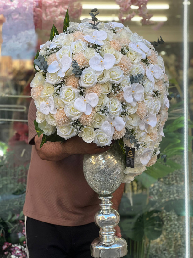 جام گل مصنوعی رز و ارکیده (مخصوص خواستگاری)