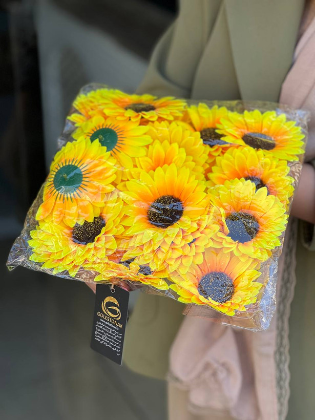 سرگل آفتابگردان مصنوعی وارداتی سایز ۱۰سانت بسته۲۰عددی