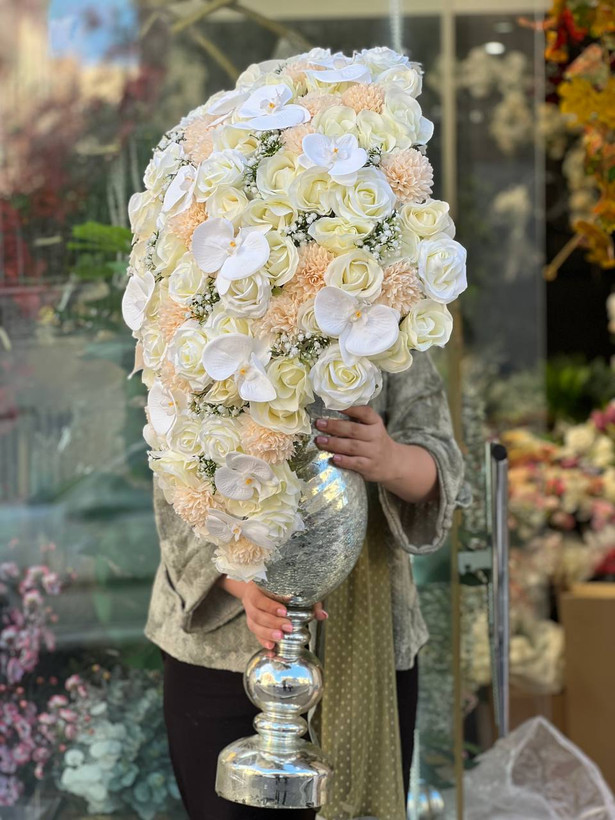 جام گل مصنوعی رز و ارکیده با کیفیت فوق العاده