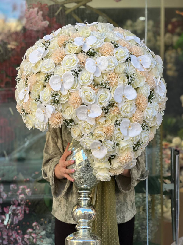 جام گل مصنوعی رز و ارکیده با کیفیت فوق العاده