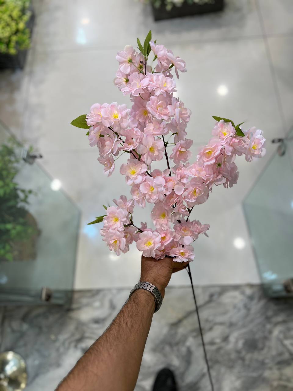 شاخه شکوفه سیب مصنوعی وارداتی رنگ صورتی