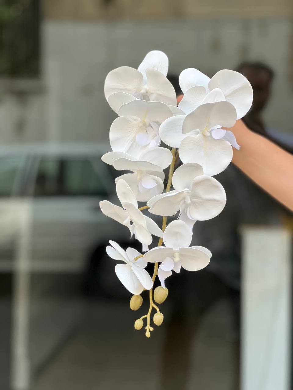 ارکیده مصنوعی ۹گل لمسی رنگ تمام سفید