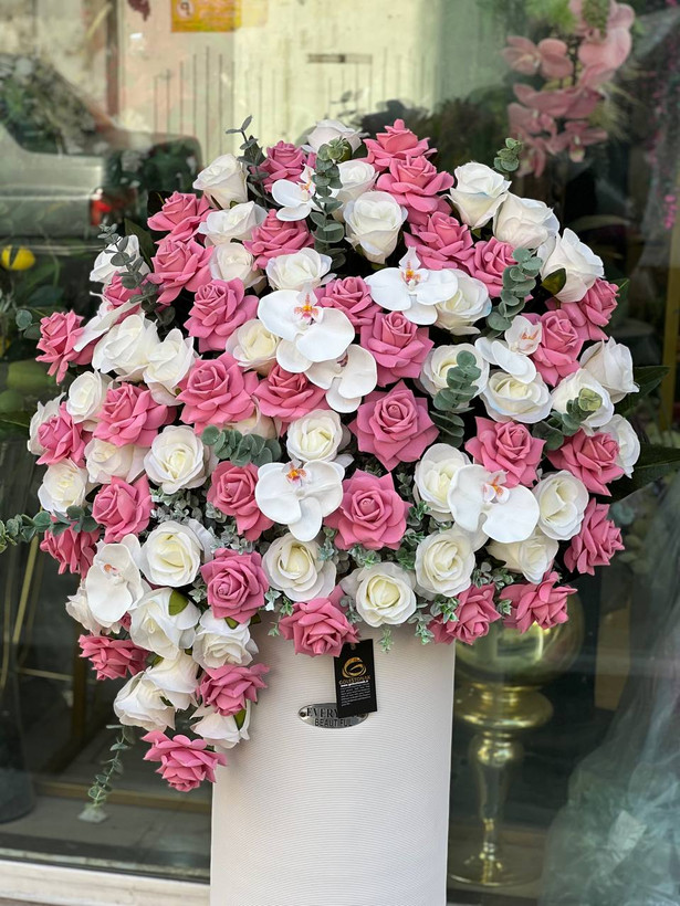 جام گل مصنوعی رز و ارکیده وارداتی (مخصوص خواستگاری)