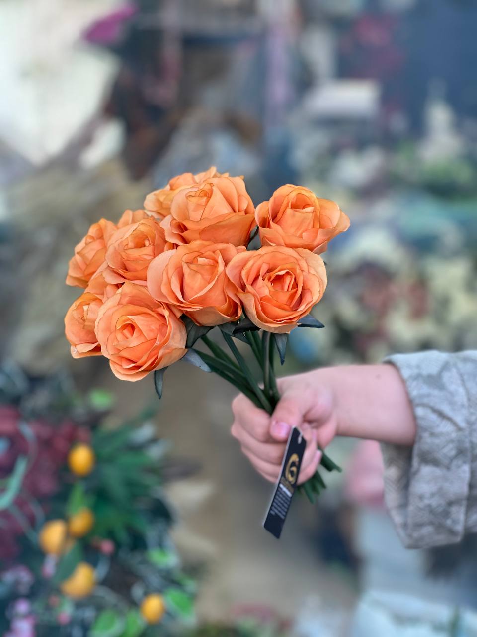 گل مصنوعی رز هلندی نارنجی مجموعه 10 عددی